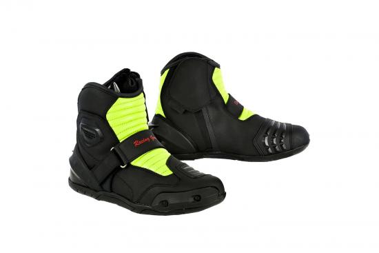 Botas de motociclista de cuero de tobillo corto profirst (fluorescentes)