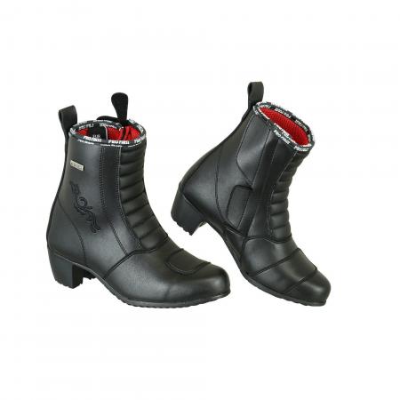 BOTAS PROFESIONALES DE BIKER DE CUERO PARA MUJERES DE TOBILLO CORTO (NEGRO)