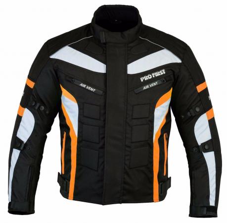 PROFIRST 6 PACKS CORDURA MOTORCYCLE JACKET (ORANGE)

600D Cordura jacket
Zip Cover on Front
13 Decoration Rubber Protection
5 Air Vents
Button on Arms
Velcro on Cuff
Waterproof
Removable Lining
3 Inner Pockets 2 outer Hand Pockets
Shoulders elbow and back protectors (Removable)
Reflective Strips on Front and back