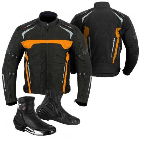 VESTE PROFIRST MOTOWIZARD ORANGE AVEC CHAUSSURES NOIR