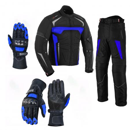 PROFIRST RACING SUIT & BIKERS GLOVES (BLUE)

600D Cordura jacket
Zip Cover on Front
13 Decoration Rubber Protection 
5 Air Vents 
Button on Arms
Armoured Trousers
Motorbike 600d Cordura Fabric Protective Men’s Trouser