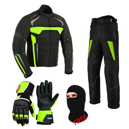 PROFIRST SUIT & MATCHING GLOVES (GREEN)

600D Cordura jacket
Zip Cover on Front
13 Decoration Rubber Protection
5 Air Vents
Motorcycle Armoured Trousers
Motorbike 600d Cordura Fabric Protective Men’s Trouser