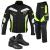PROFIRST PACKS SUIT GREEN WITH LEATHER BOOT BLACK

600D Cordura jacket
Zip Cover on Front
13 Decoration Rubber Protection 
5 Air Vents 
 Armoured Trousers
Motorbike 600d Cordura Fabric Protective Men’s Trouser – Big Pocket Design
CE Approved Removable Armored
Leather Waterproof Biker Boot