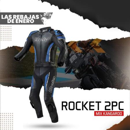 Bela Rocket Mix Kangaroo Man 2PC Leather Suit Black/blue