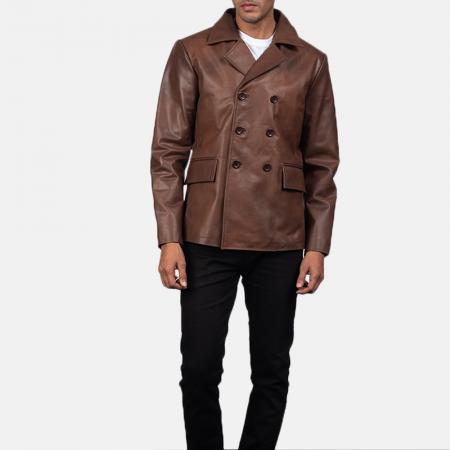 Men's long sheepskin genuine leather coat