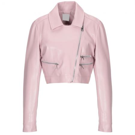 Veste en cuir de motard femme agneau nappa noir