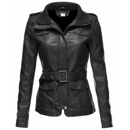 Moto Slim Fit Mode Kunstlederjacke Frauen