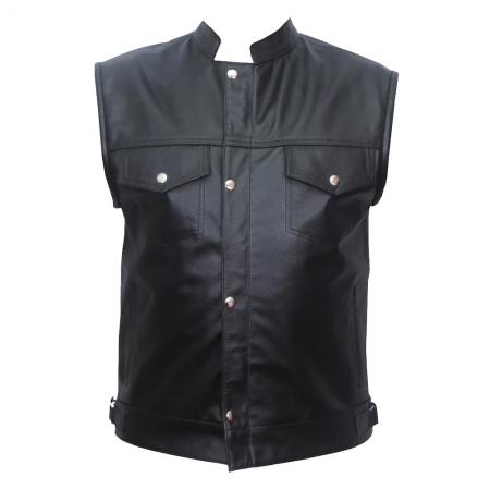 Genuine Leather Men Fashion Racing motorbike vest